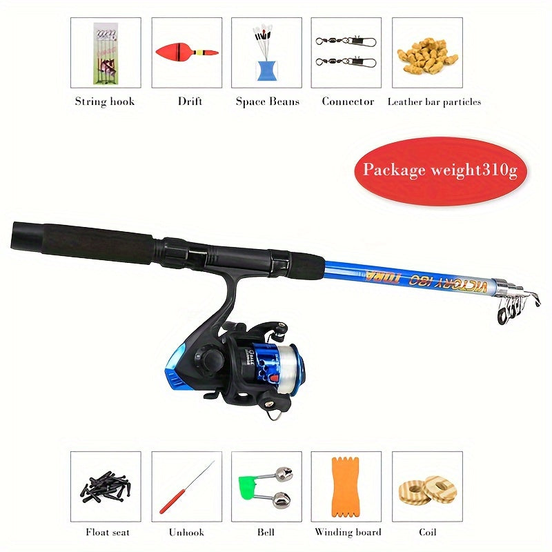 Fishing Pole Combo Set, W/ Rod Spinning Reel