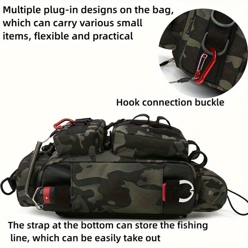 Heavy-Duty Fishing Backpack Tackle Sling Bag with Rod Holder & Multi-Compartment